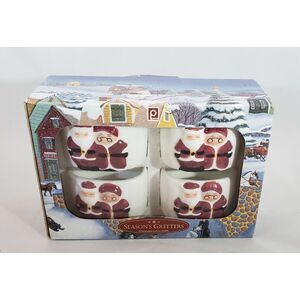 Seasons Greeters Mr And Mrs Santa Clause Christmas Holiday Napkin Rings Set Of 4